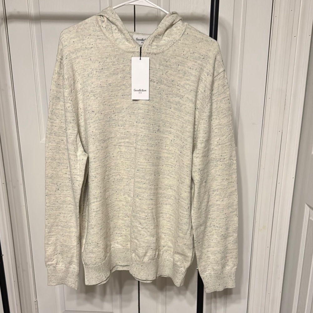 Goodfellow & Co Men’s Hoodie XL Cotton Light Gray Speckled Knit Pullover, NWT - Picture 3 of 9